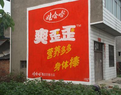 娃哈哈，2010年10月與娃哈哈公司接觸，他們多次派業務人員到公司考察，對鄉村刷墻廣告的用料，流程，后期保障作了詳細的詢問與記錄，2011年3月，我公司相關人員相繼與娃哈哈的大區經理進行了交流，初步達成合作意向。2011年5月就刷墻廣告與娃哈哈公司湖南，湖北達成了20萬平方米的協議。施工周期20天 